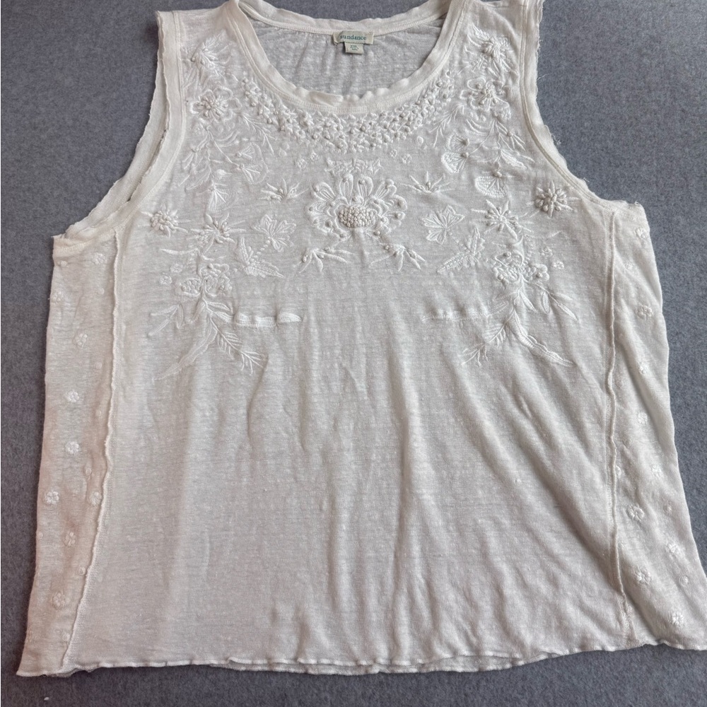 Sundance White Floral Embroidered Tank - Picture 2 of 6